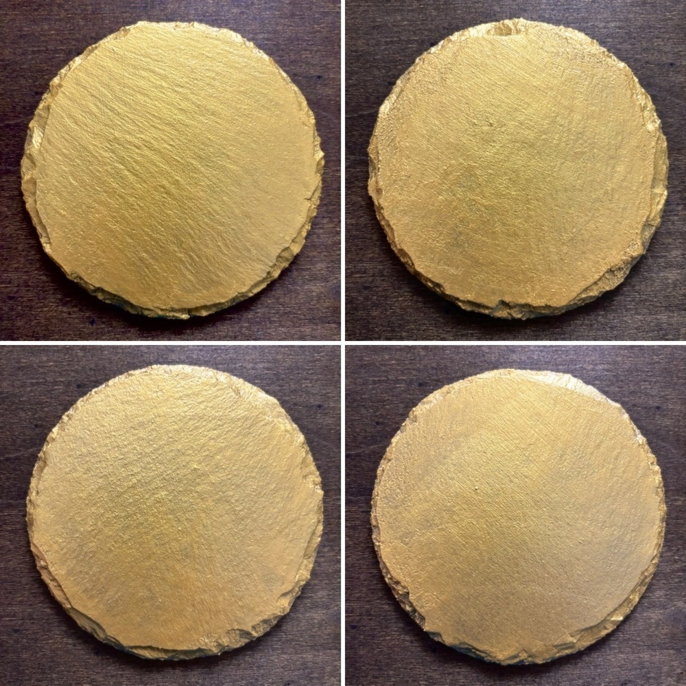 Gold Slate Stone Coasters Lot of 4